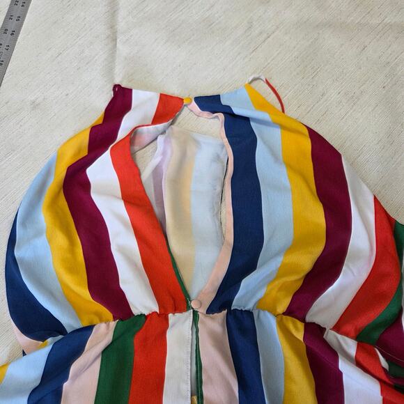 Willow & Root Buckle size L Multi-Colored Striped Tie Waist Halter Blouse - Picture 6 of 6